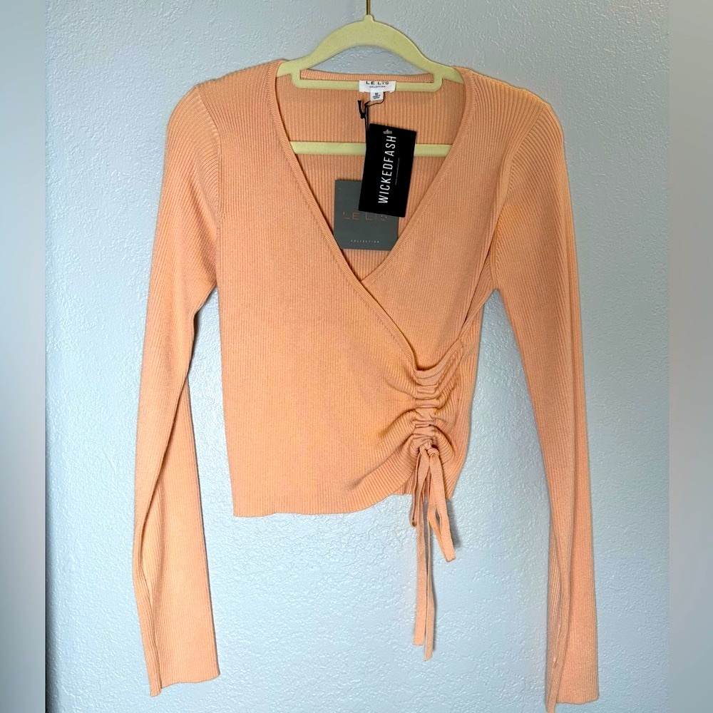 Wicked Fash Peach Cinch Ribbed sweater